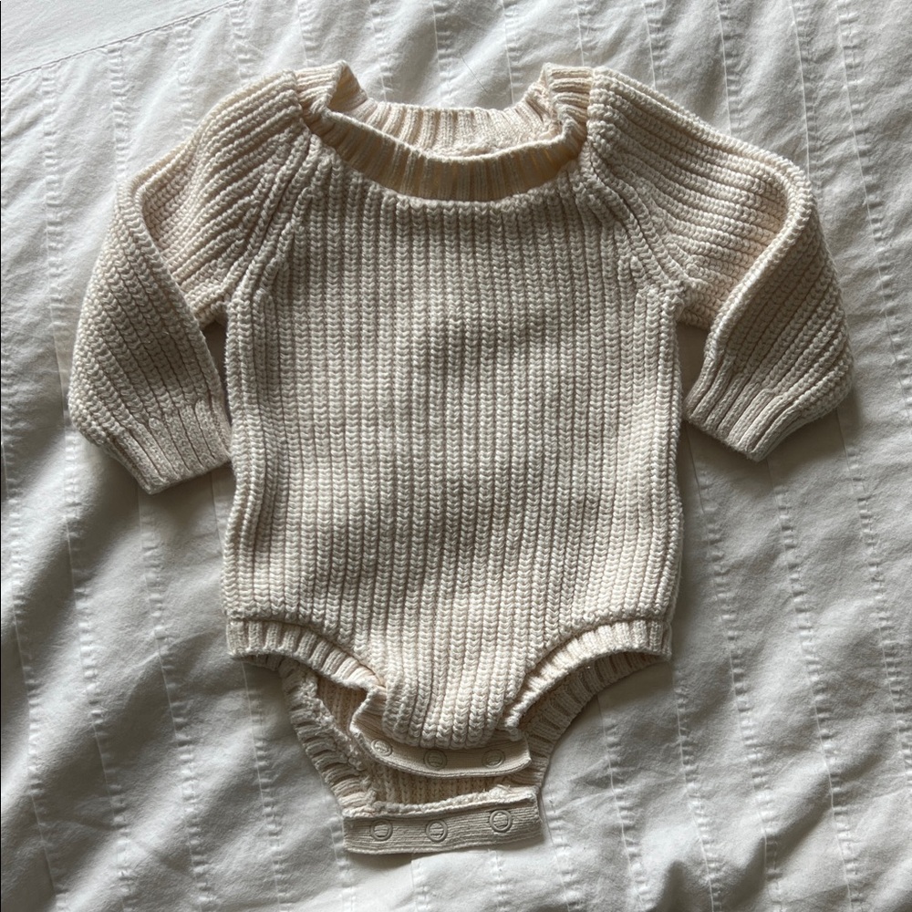 Cream Knit Sweater Baby Onesie